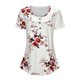 thumbnail image 5 of Camiseta de manga corta con cuello en V Top con estampado floral Blusas holgadas(Blanco-S) Nituyy Camiseta-GL715-FF46982B1, 5 of 6