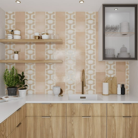 Cadence 8x8 White Faded Terracotta Porcelain Square Motif Wall and Floor Tile (12.49 sq ft/case) - 29 Pack