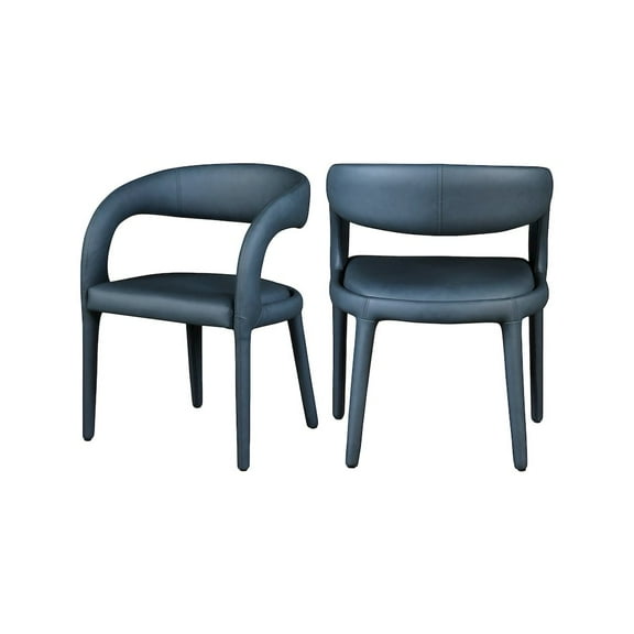 Meridian Furniture Sylvester Contemporary Faux Leather Dining Side Chairs, Navy