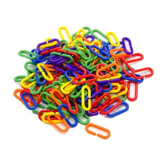 Qbleev 100pcs Plastic Chain Links Birds, Mix Color Rainbow DIY C-Clips Chains Hooks Swing Climbing Cage Toys for Sugar Glider Rat Parrot Bird