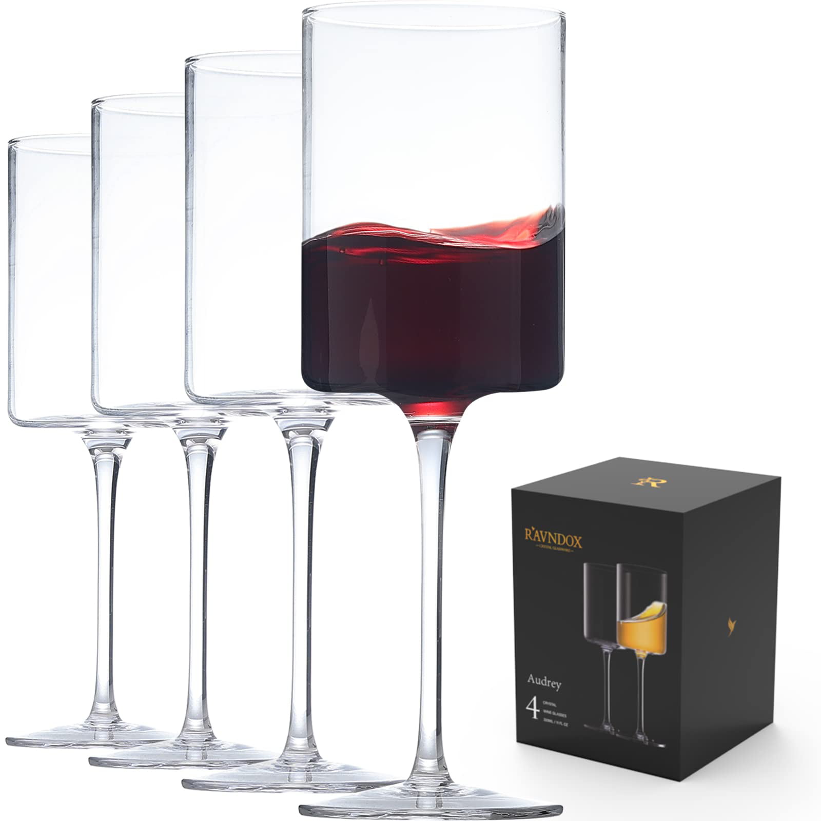 Square Wine Glasses Set of 4 - Crystal Wine Glasses 14oz in Gift Packaging  - Large Red Wine Glass on…See more Square Wine Glasses Set of 4 - Crystal