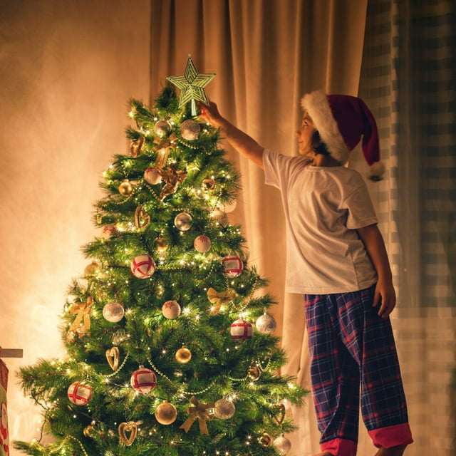Star Christmas Tree Top Decoration Holiday Decoration Three-dimensional Top Star Hollow Pentagram Tree Top Star