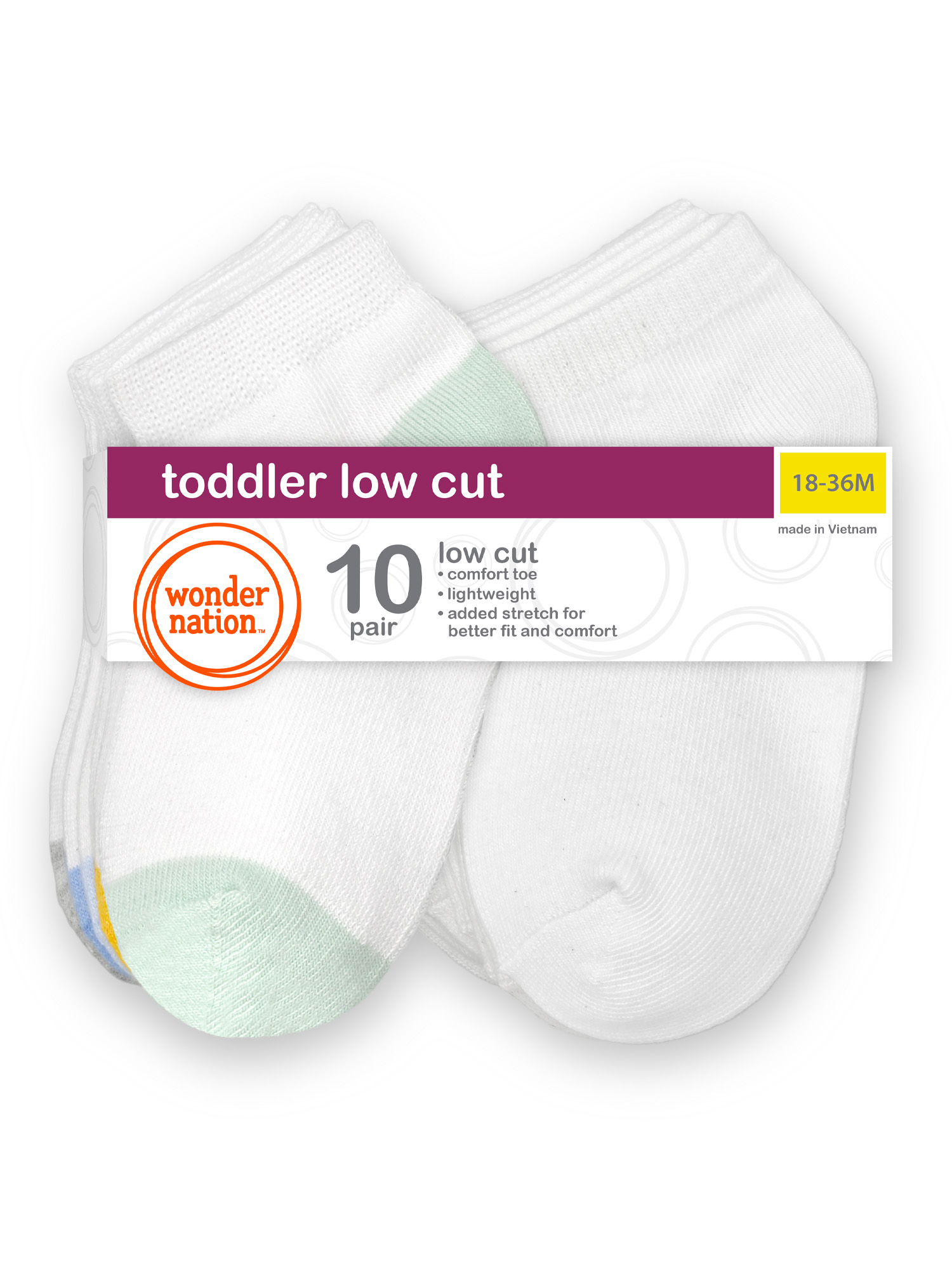 Wonder Nation Baby Low Cut Socks, 10 Pack, 0M- 5T