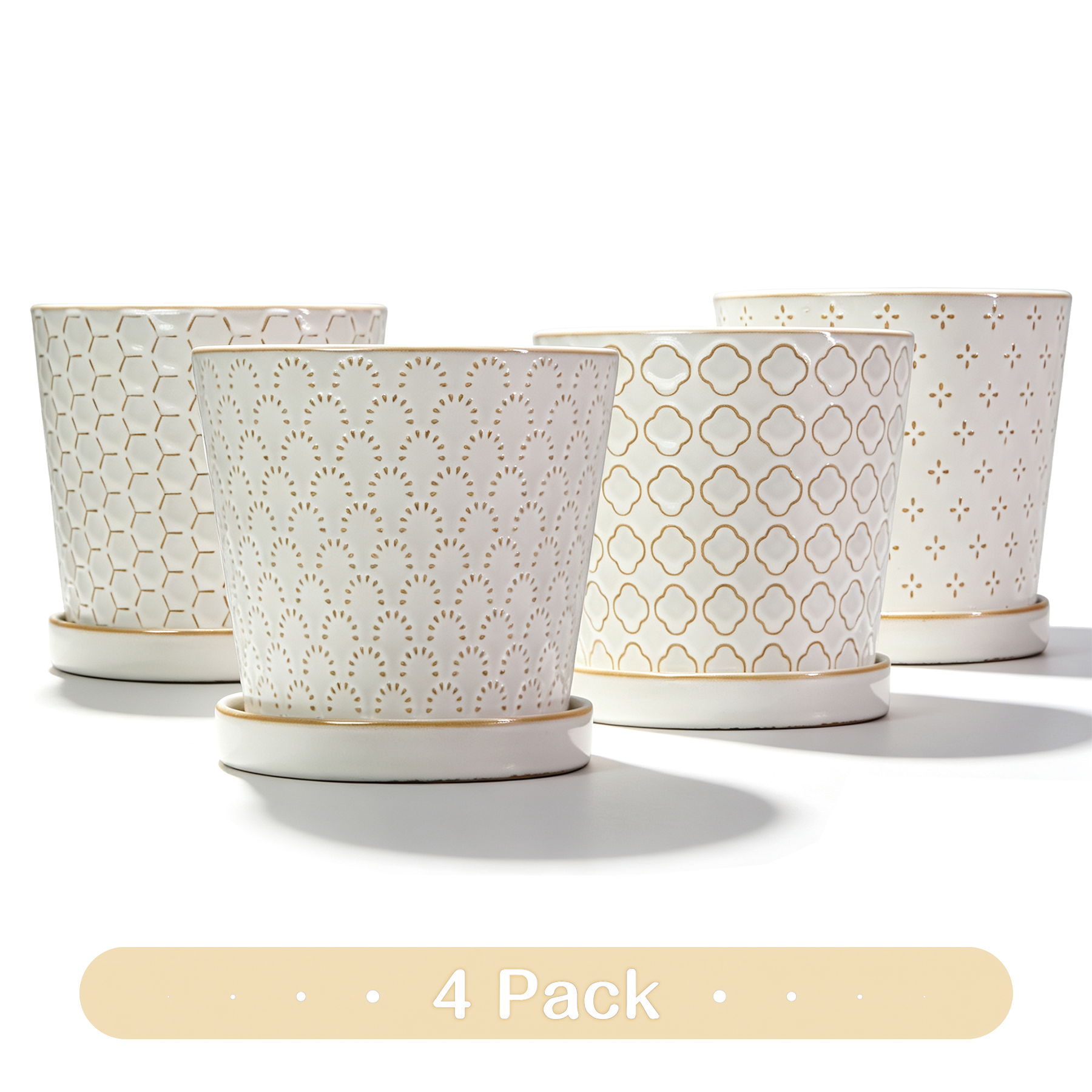 BUYMAX 5 Inch White Ceramic Plant Pots Set of 4 photo 6