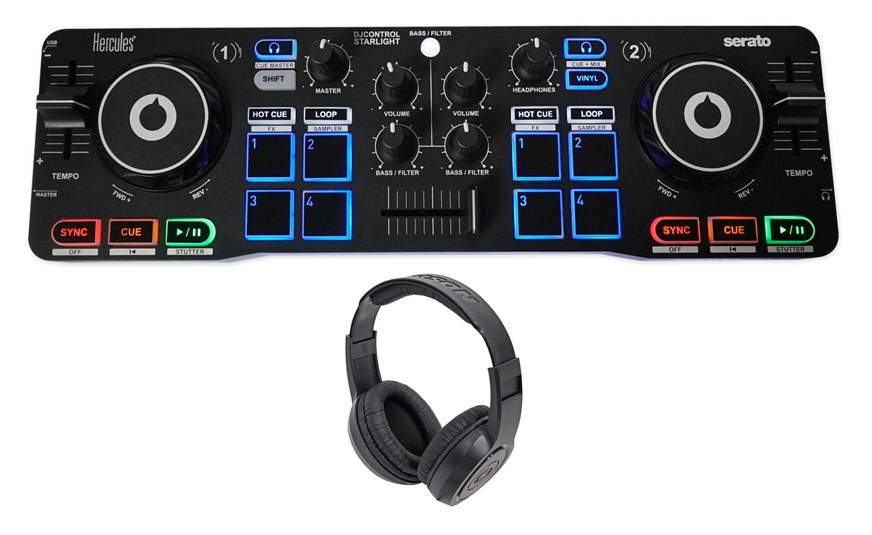 Hercules DJCONTROL STARLIGHT DJ Controller+Serato Sound Card+Samson
