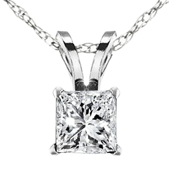 Pompeii 2.57Ct Princess Cut Diamond Certified Solitaire Necklace Lab Grown White Gold