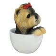 thumbnail image 5 of Ebros Realistic Adorable Yorkie Dog with Red Ribbon in Teacup Statue 6"H, 5 of 5