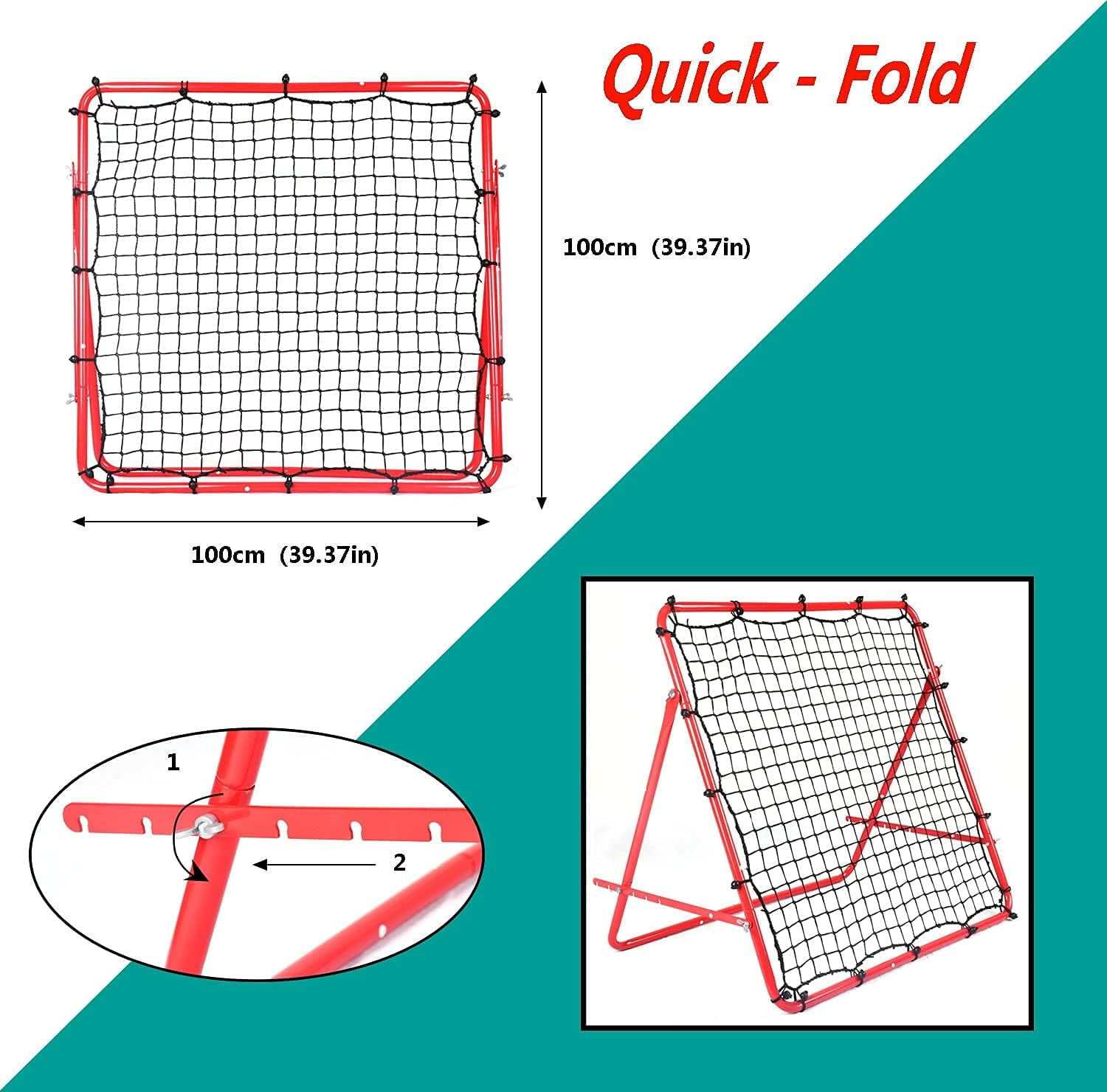 OYE Foldable Football Training Rebounder Net with Thickened Tube and Rope, Soccer Rebound Net Training Soccer Kickback Target Goal Net for Kids and Teenagers - Perfect for Backyard Soccer Practice