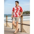 thumbnail image 6 of HAPPY BAY Men's Hawaiian Shirts Short Sleeve Button Down Shirt Floral Shirt Men Summer Beach Casual Vacation Tropical Shirts for Men Funny S Allover Hibiscus, Red, 6 of 7