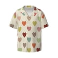 thumbnail image 3 of Goofa Heart Polka Dot Printed Men's Casual Short-sleeved Shirt,Lightweight Breathable Button-down,Summer Casual men's top,Versatile Fashion shirt-4X-Large, 3 of 7
