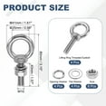 thumbnail image 2 of Uxcell M10 x 40mm Eye Bolt, 4Pcs 304 Stainless Steel Thread Lifting Ring Set, Silver, 2 of 7