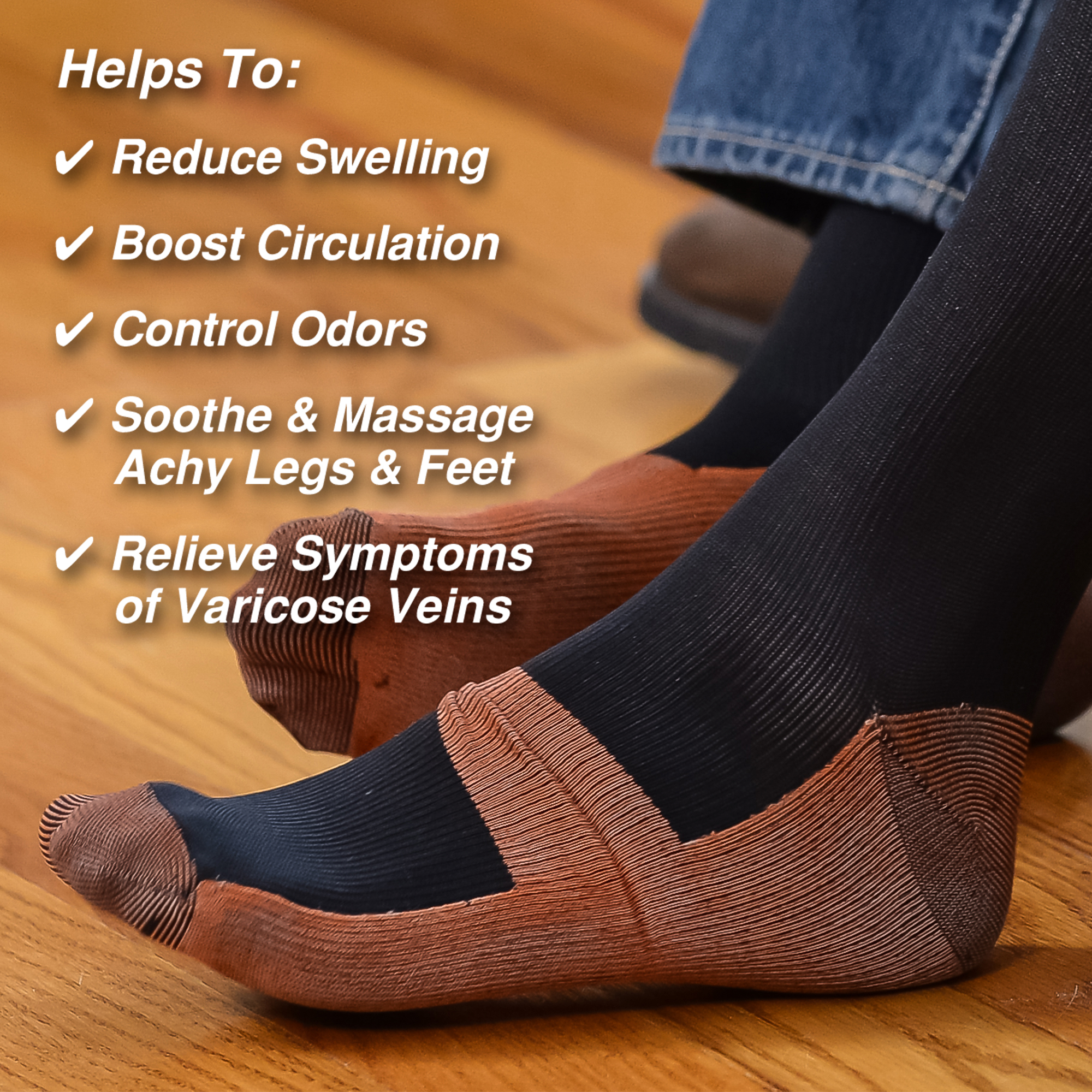 Miracle Copper Anti-Fatigue Copper Infused Compression Socks, Choose Your Size Unisex, As Seen on TV - image 5 of 6