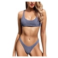 thumbnail image 2 of BONIXOOM Womens Swimsuits Bandeau None Solid Bikinis Bikini Summer Swimwears on Clearance Blue Size 6, 2 of 9