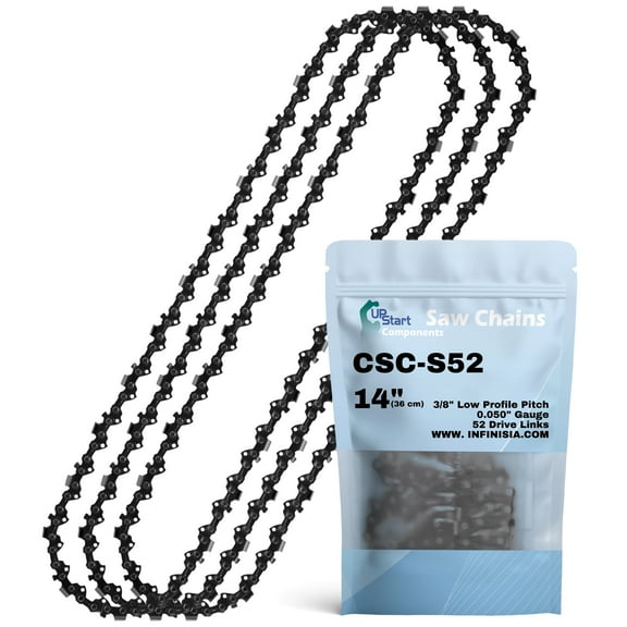 3-Pack 14-inch Chainsaw Chain Replacement for Craftsman 358.34114 Chainsaws - S52 (14", 3/8" Low Profile Pitch, 0.050" Gauge, 52 Drive Links)
