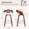 thumbnail image 5 of LEGAHOME Swivel Bar Stools Set of 2, 25” Upholstered Counter Height Stools with Low Back and Round Footrest, Mid-Century Barstools with Wooden Legs for Kitchen, Bar, Walnut + Beige, 5 of 6