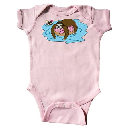 

Inktastic Relaxing Sloth On A Donut Float Gift Baby Boy or Baby Girl Bodysuit