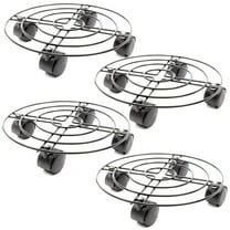 4 Pack Metal Rolling Plant Stand Base, Planter Caddy with Wheels for Indoor and Outdoor Pots (10.6 Inches)