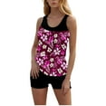 thumbnail image 5 of Womens Swimsuits Tankini with Shorts Y2k Slimming Floral Printed Bathing Suits Two Piece Tummy Control Swimwear with Boyshorts Hot Pink Swimsuits,Size S-2XL, 5 of 9