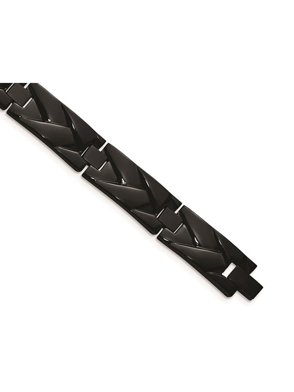 Gem & Harmony Mens Black Plated Stainless Steel Bracelet (9.00 inches) for Men