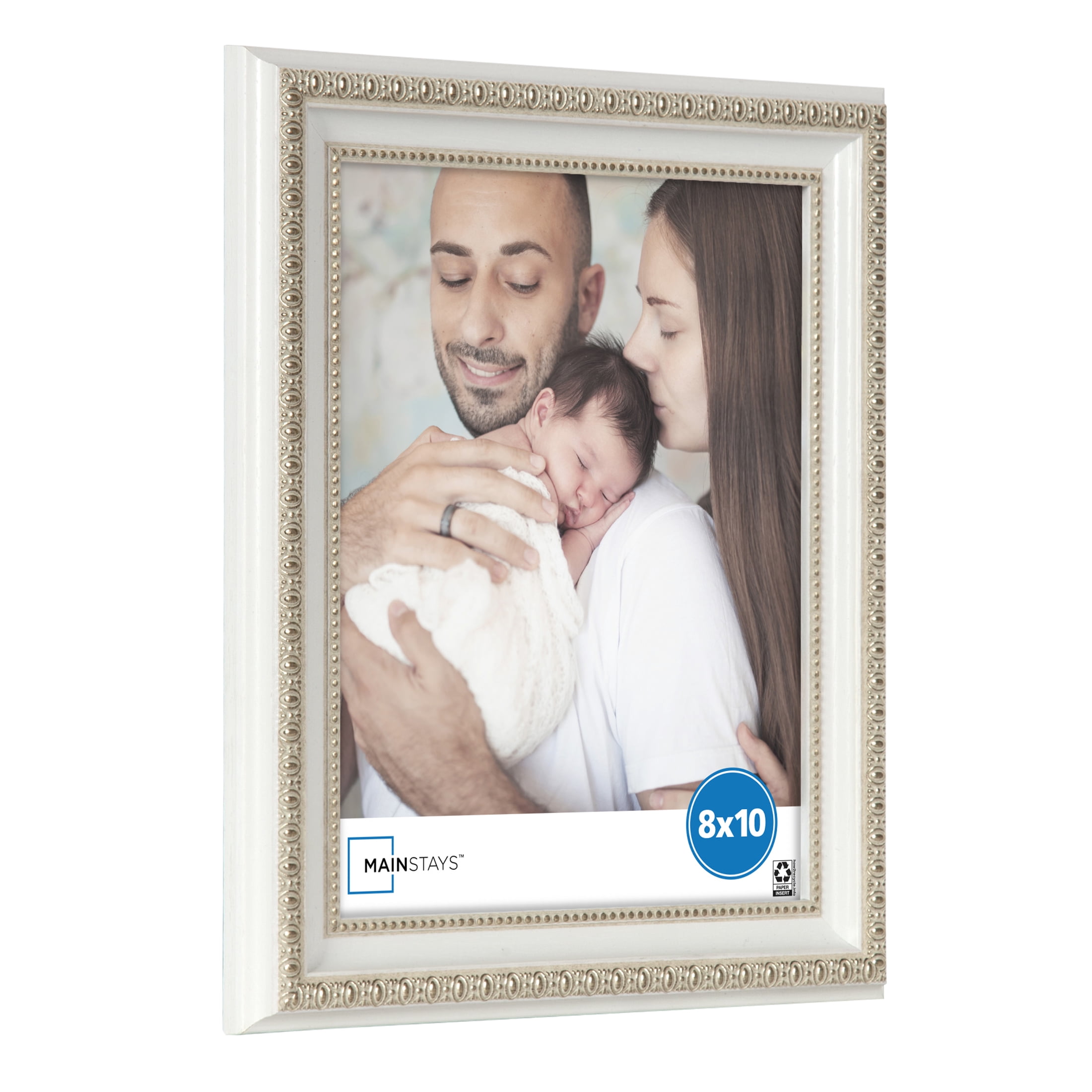 Mainstays 8x10 White Ornate Decorative Tabletop Picture Frame