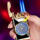 thumbnail image 2 of Luminous Watch Dial LED Rocker Lighter Refillable Butane Windproof Double Flame Lighter Mens Retro Stylish Accessory Gift, 2 of 5