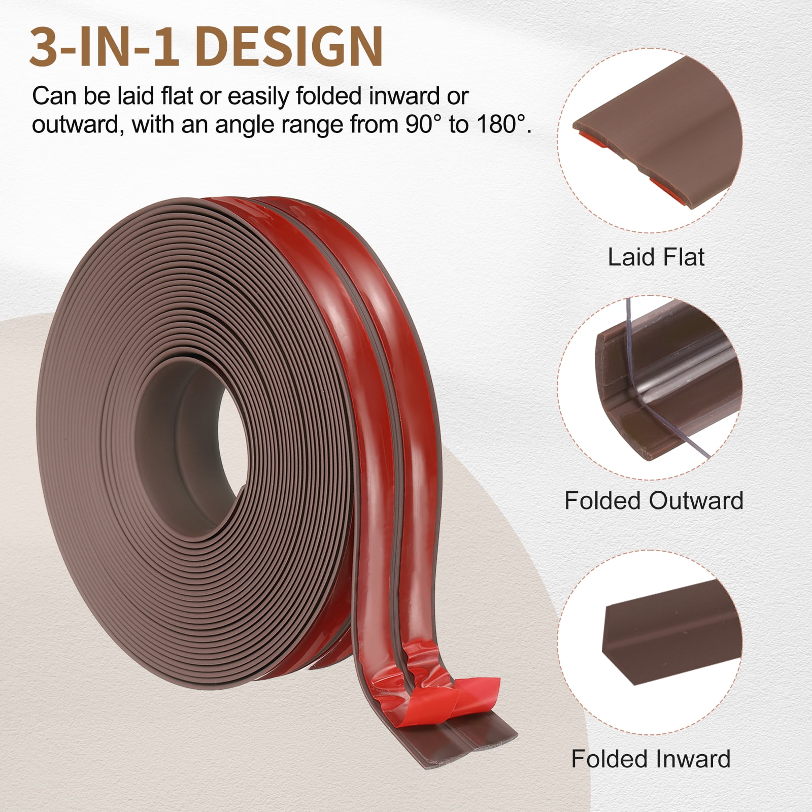 Uxcell Protector 1.6"x29.5 ft Self Adhesive Guard Brown for Wall Table Floor