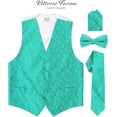 thumbnail image 2 of Vittorio Farina Men's Mint Woven Paisley Vest, Necktie, Bow Tie and Pocket Square Set (White Back), 2 of 42