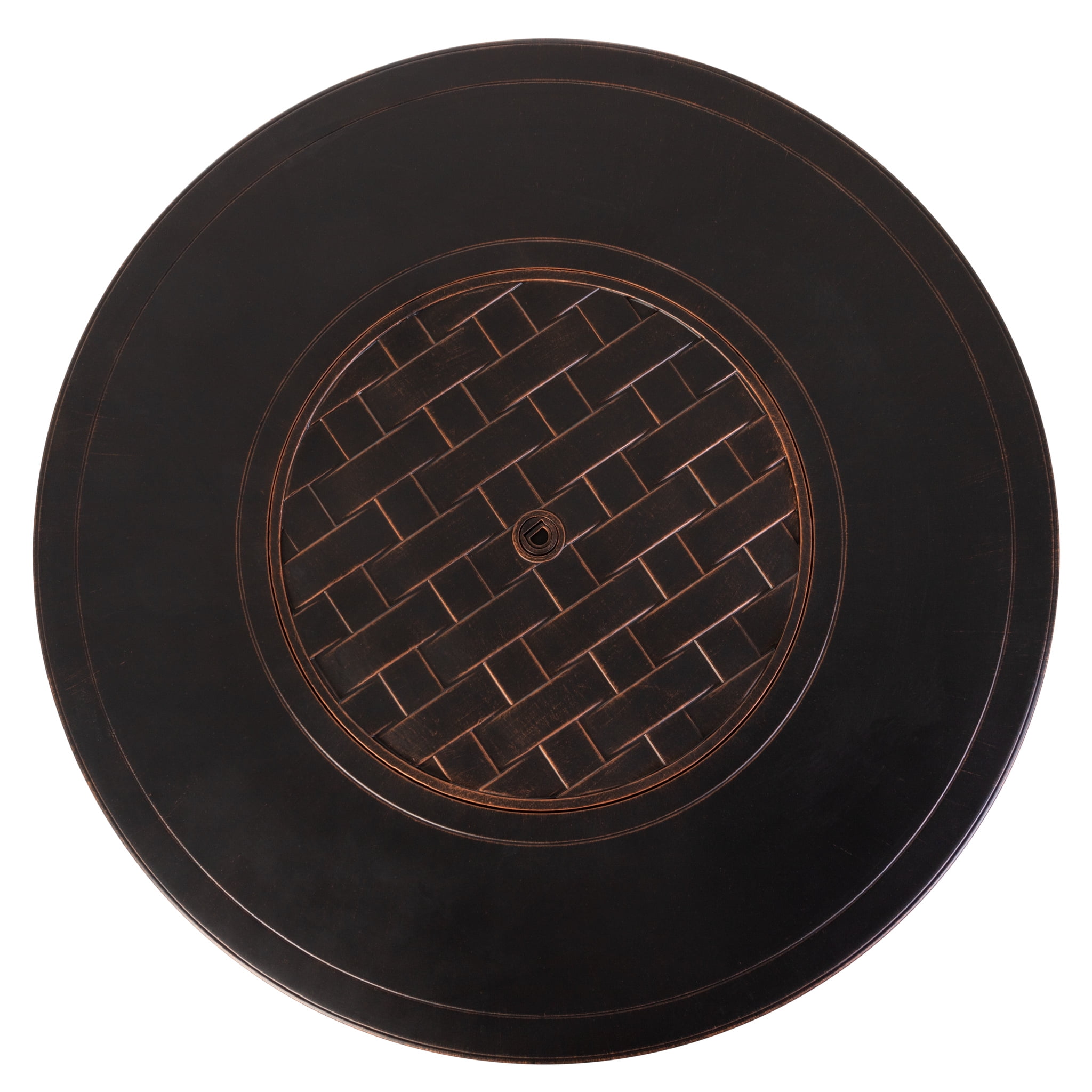 Fire Sense Perissa Basketweave Firepit Table Multifunctional with Fire Bowl Lid, Bronze Finish 44"