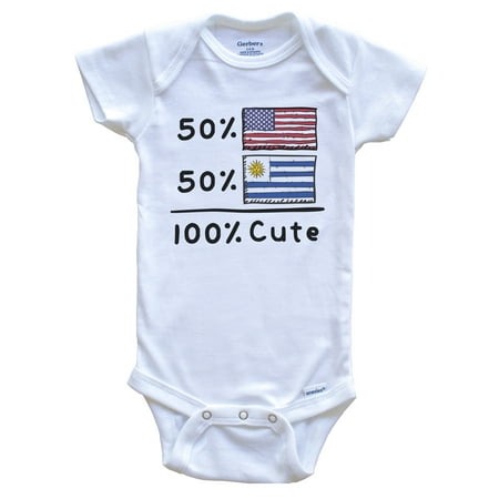 

50% American 50% Uruguayan 100% Cute Uruguay USA Flags Baby Bodysuit 6-9 Months White