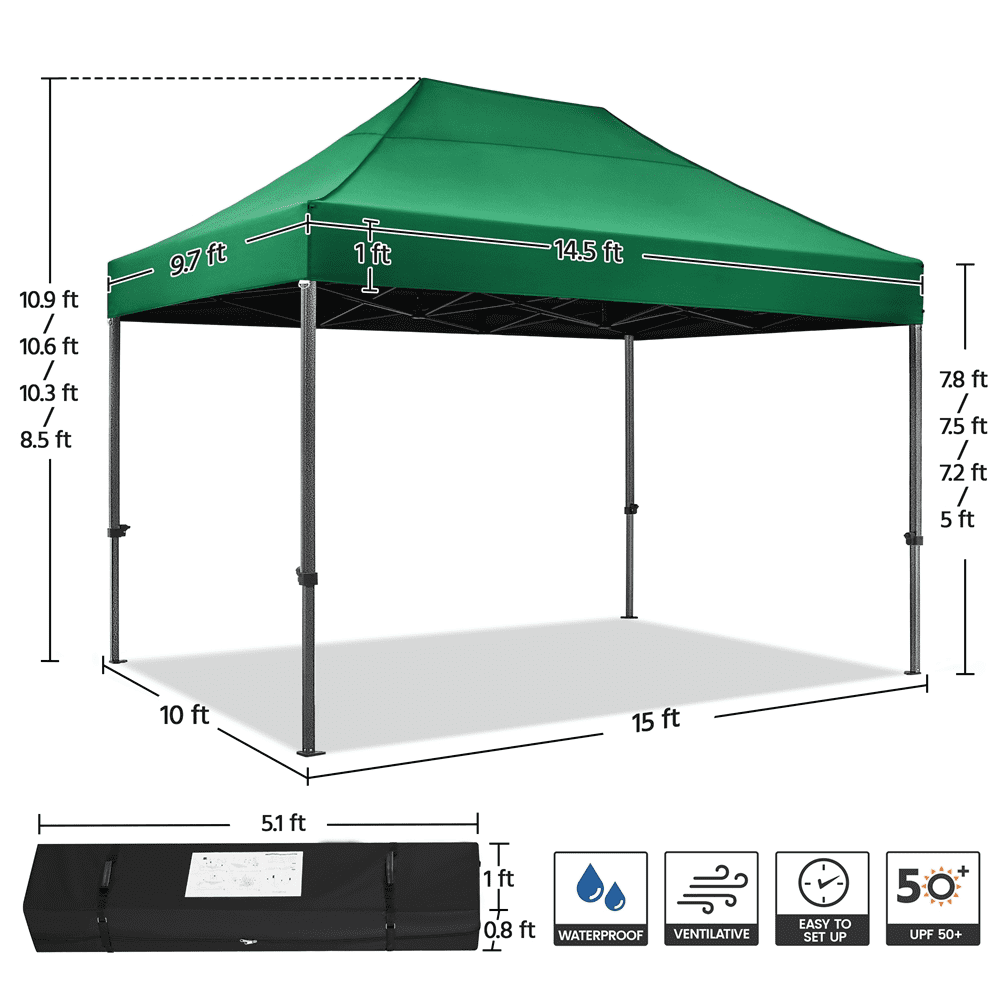 Renwick Pop Up Commercial Canopy Tent with Roller Bag, Dark Green