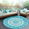thumbnail image 5 of Aonewoe Round Outdoor Rugs 8Ft Waterproof Patio Plastic Straw Rug Reversible Camping Carpet Indoor Outdoor Area Rug for Patio,Deck,Balcony,Picnic,Beach,Outside, 5 of 9