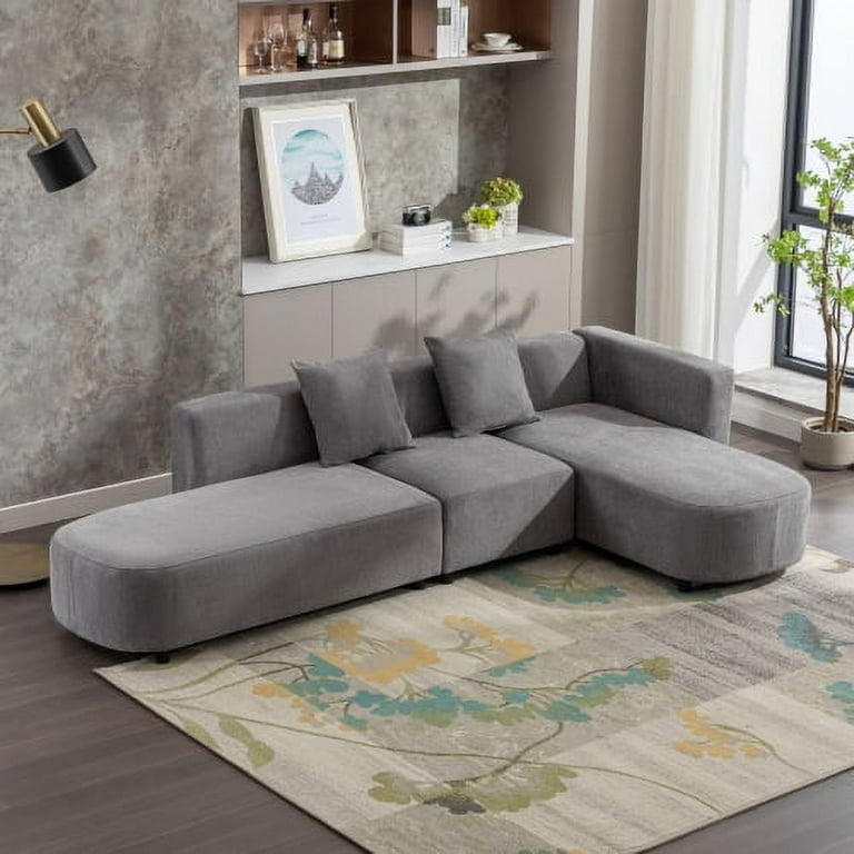 110.2 Chenille Sofa Couch for Living Room,Luxury Modern Style Upholstery  Sectional Sofa with 2 Pillows, L Shaped Sofa 4 Seat Couch for Living Room  Apartment Office 