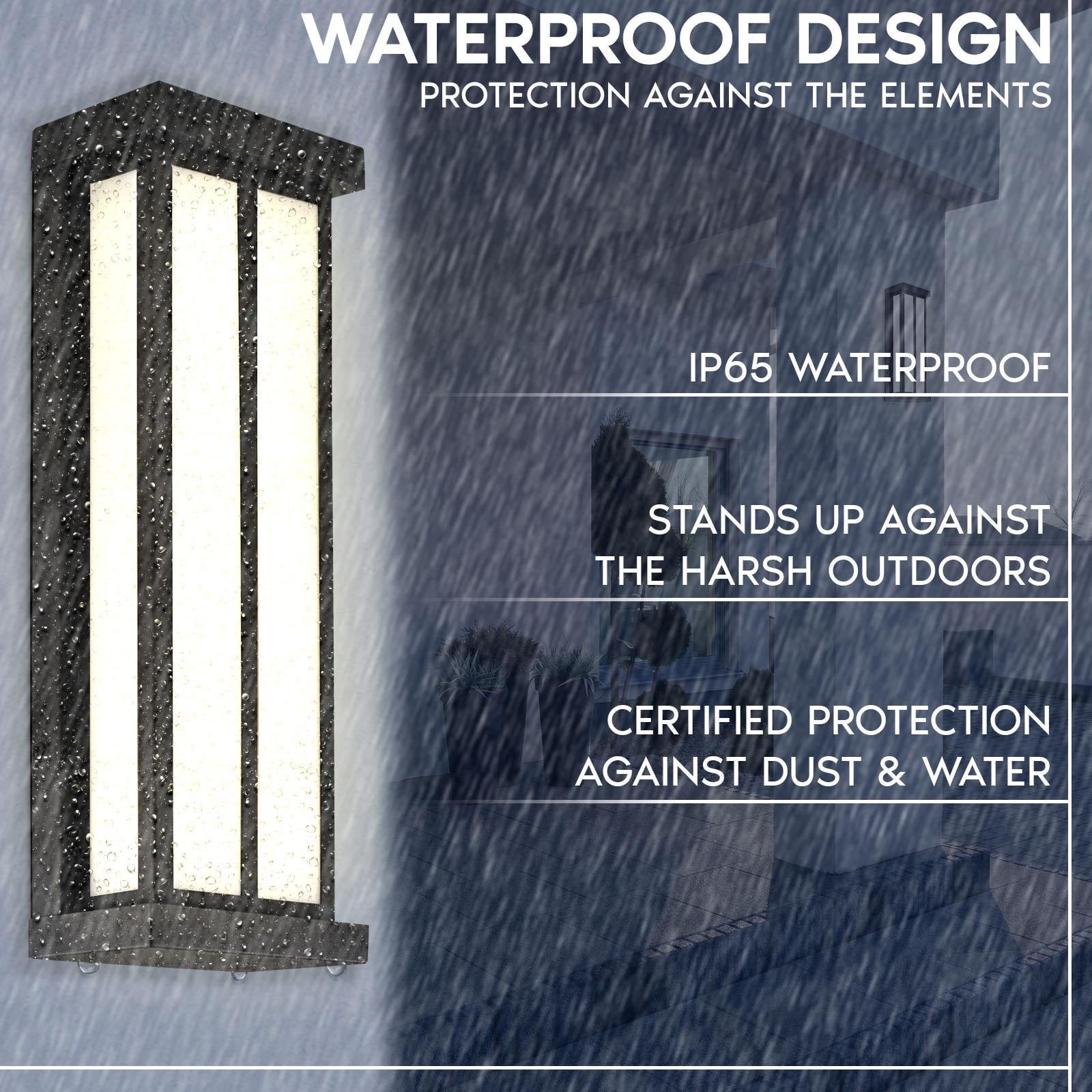 Luxrite LED Outdoor Wall Sconce, 16in Outdoor Wall Light, Black Aluminum, 3CCT 3000K 4000K 5000K, 15W, ETL Listed, IP65
