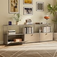 thumbnail image 5 of Raffle Pinker Metal Storage Cabinets with 3 Doors and Shelves Freestanding Lockers Accent Cabinet for Living Room,Brown, 5 of 7