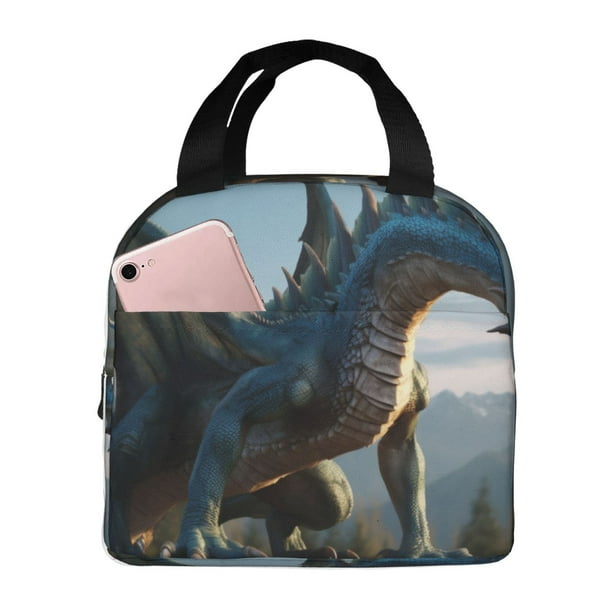 Easygdp Wild Blue Cool Dragon Bolsa Térmica Premium - Tela Oxford Impermeable, Gran Capacidad, Bolsillo Frontal, Unisex para Trabajo, Escuela, Actividades al Aire Libre y Picnics