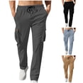 thumbnail image 1 of UVEASISHA Mens Lightweight Drawstring Cargo Pants Lightweight Hiking Travel Pants Quick Dry Stretch Fishing Pants Casual Outdoor Joggers with Pockets Spring Sales, 1 of 7