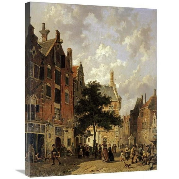 30 in. A Street Scene Art Print - Adrianus Eversen