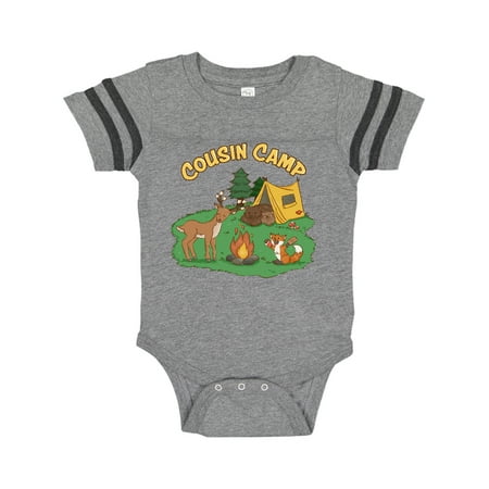 

Inktastic Cousin Camp With Camping Animals Gift Baby Boy or Baby Girl Bodysuit