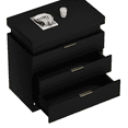 thumbnail image 7 of 30.5''H Nightstand with LED Lights & Sliding Top, Modern End Side Table with 3 Drawers, 28.8''W Solid Wood Bedside Table for Bedroom, Black, 7 of 7