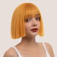 thumbnail image 4 of Vogacara Peluca de mujer, pelo corto y liso, fiesta, vacaciones, Club, vestido elegante, decoración de Cosplay, regalos de disfraces para mujeres y Cuidado del cabello Amarillo Vogacara CE014354-01, 4 of 4
