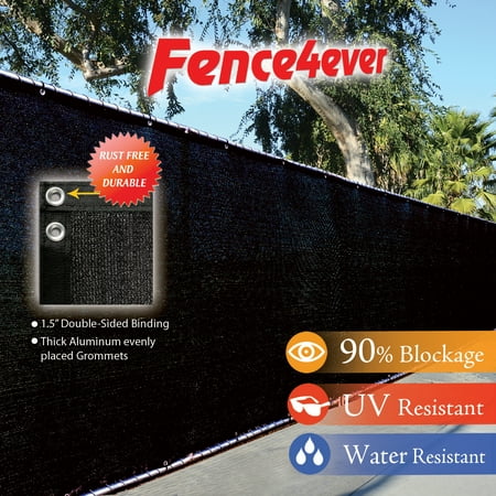 Fence4ever Black 8' x 25' 8 ft tall Fence Privacy Screen Windscreen Shade Cover Mesh Fabric (Best Tall Trees For Privacy)