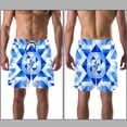 thumbnail image 3 of luoweisi Men's Beach Shorts Quick Dry Swim Trunks with Mesh Lining Blue and White Geometry L, 3 of 5