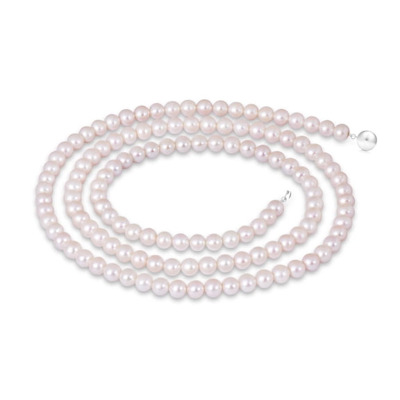 ANGARA 30" Single Strand Freshwater Cultured Pearl Opera Necklace in 14K White Gold for Women | June Birthstone, Birthday, Anniversary, Jewelry Gift for Women | Pearl Necklace
