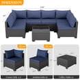 thumbnail image 4 of JORVIMAX Patio Furniture Sets 7 Pieces Outdoor Conversation Set All Weather Modular Sectional Sofa Wicker Rattan Sofa With Blue Cushion, 4 of 7