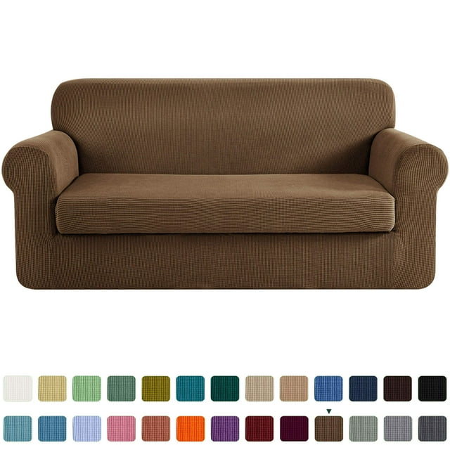 CHUN YI Stretch 2-Piece Checks Sofa Cover with Cushion Cover Slipcover