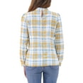 thumbnail image 3 of INSPIRAR CHIC Blusas de Trabajo para Mujeres con Cuello de Lazo de Manga Larga a Rayas XS Blanco Amarillo Verde, 3 of 6