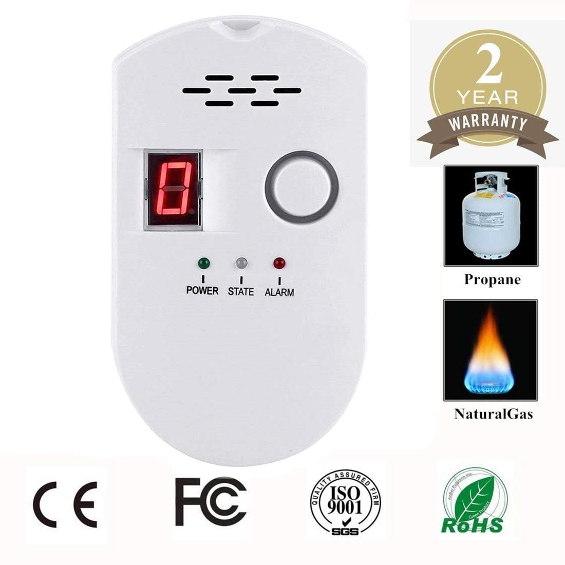 FidgetGear RV Propane Gas Alarm LP Gas LNG CNG Leak Detector with Dry Contact Relay Output 