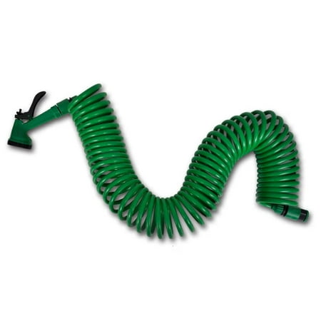 Coiled Garden Water Hose Spiral Pipe & Spray Nozzle 49.2