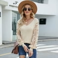 thumbnail image 3 of Womens Crochet Sweaters Hollow Out Long Sleeve Knit Crochet Tops for Women Dressy Pullover Loose Fitted Sweater, 3 of 7