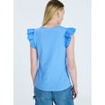 thumbnail image 3 of Free Assembly Women's and Women’s Plus Flutter Sleeve Henley Top, Sizes XS-4X, 3 of 5